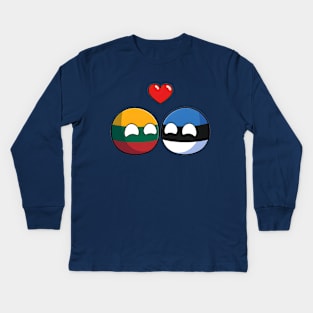 Lithuania and Estonia Countryball Saint Valentine's day Kids Long Sleeve T-Shirt